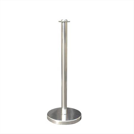 Vic Crowd Control 12 in. Flat Base Economy Mirror Stainless Steel Post with Flat Post Ring 1600